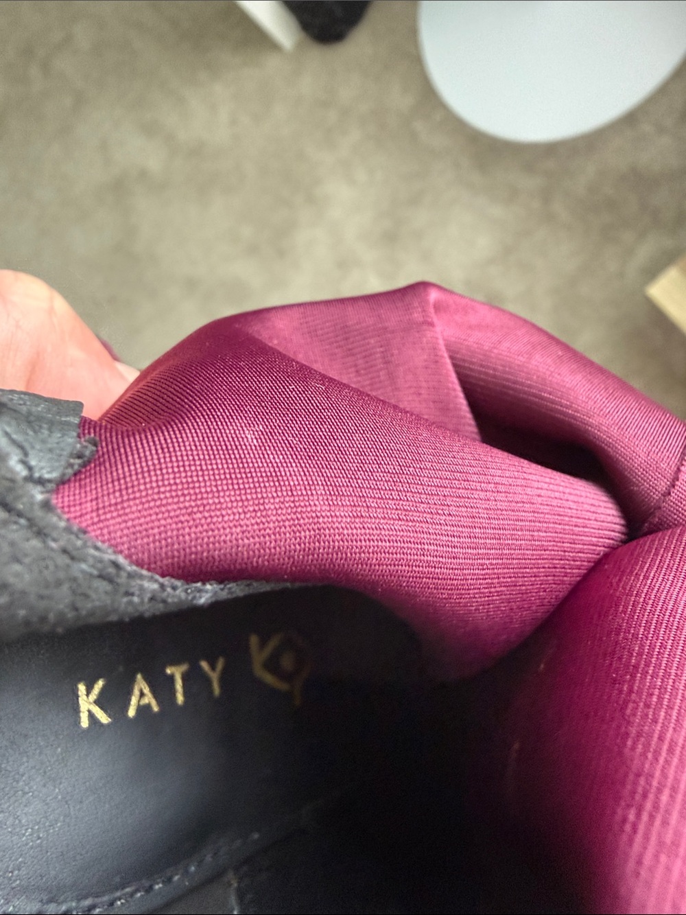 Women's Burgundy Suede Ankle Boots Gold Block Heel KATY PERRY HIGH BOOTIE 8 8 M - Picture 7 of 7